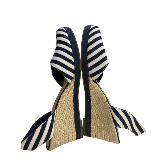 Liz Claiborne bria2 womens size 8M Blue White Striped Espadrille Wedges shoes - Picture 5 of 7